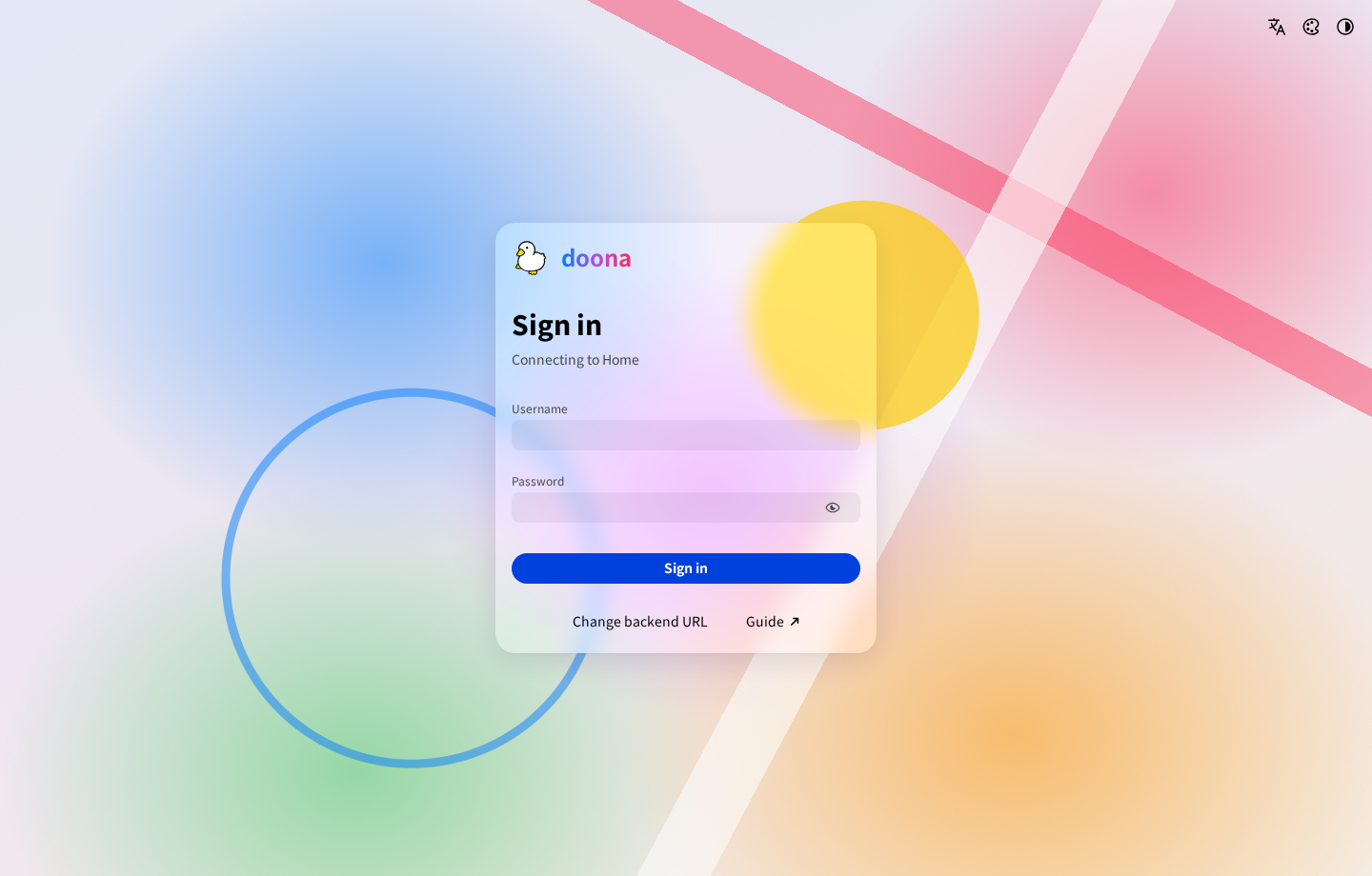 The sign-in card over the Glass wallpaper